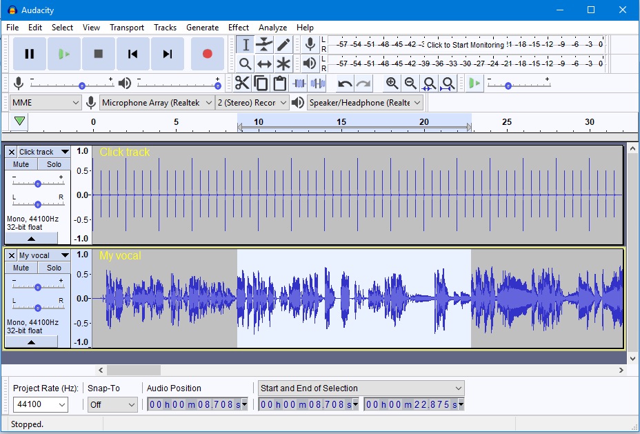 audacity for mac recording tab